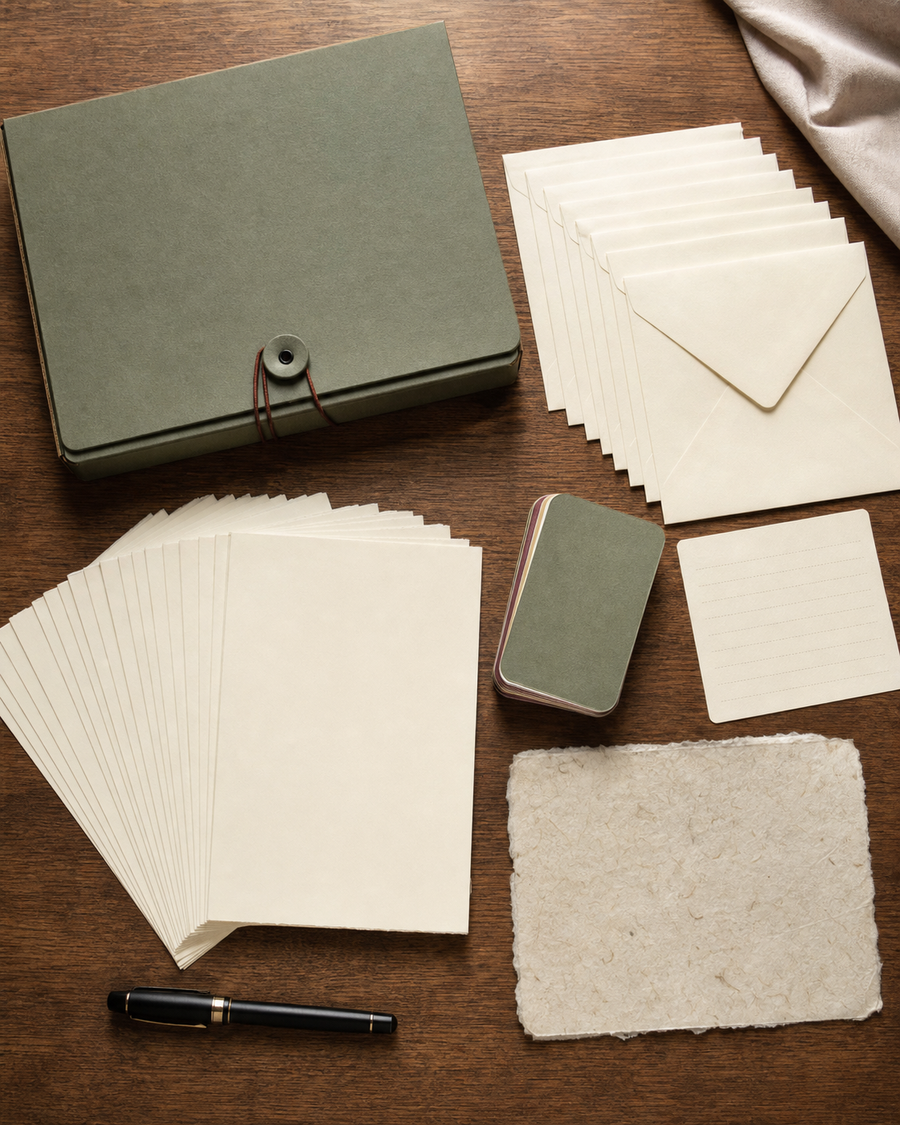 A correspondence kit arranged for Letters and Paper Craft