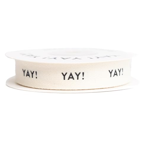 Custom Herringbone Cotton Ribbon, Natural 5/8 Inch Gift Ribbon with Smiley Face Print, 10 Yards - view 7