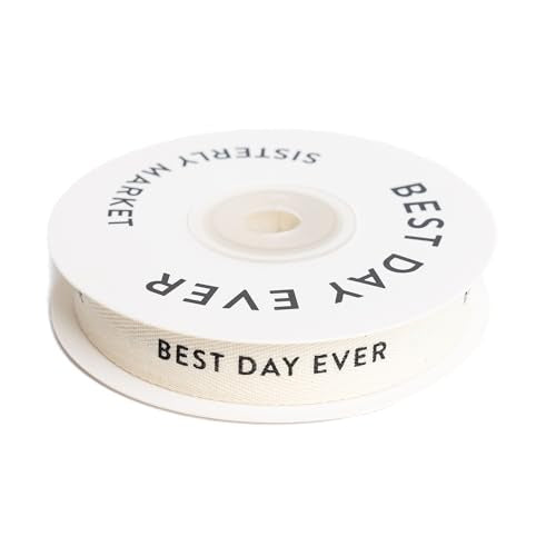 Custom Herringbone Cotton Ribbon, Natural 5/8 Inch Gift Ribbon with Smiley Face Print, 10 Yards - view 4