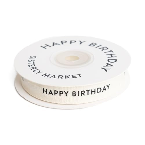 Custom Herringbone Cotton Ribbon, Natural 5/8 Inch Gift Ribbon with Smiley Face Print, 10 Yards - view 3