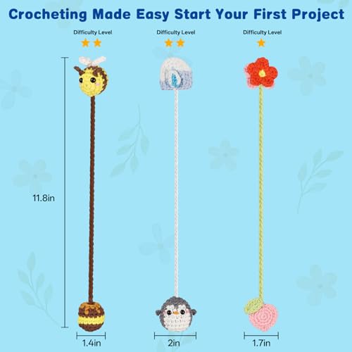 Crochet Kit for Beginners: 3 Animal Bookmarks Craft Kit,Women Gift - view 2