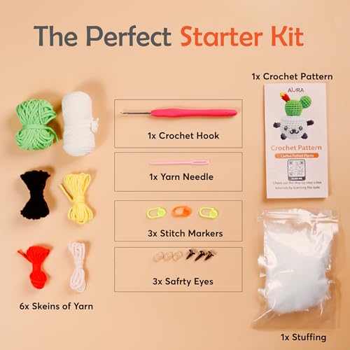 Learn to Crochet Kit for Beginners Kids and Adults, Premium Pattern Sunflower Beginner Crochet Kits with Easy Tube Yarn & Step-by-Step Video Tutorials (Panda Cactus Crochet Kits) - view 6