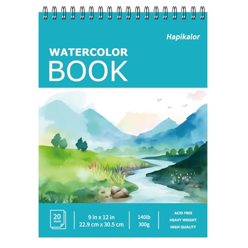 Watercolor Paper Pad, 9"x12" 140lb/300gsm Artist Drawing Sketch Book, Paper Pad, Art Journal, Arts and Crafts Supplies for Adults Kids, Paint Set, Colors, Canvas Painting, Watercolors, Blue - view 3