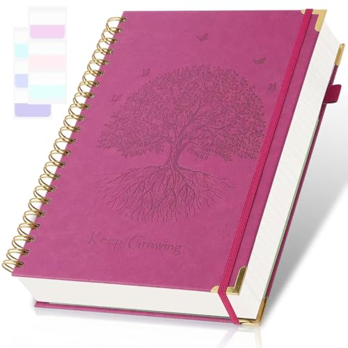 College Ruled Notebook, 8.5 x 11 Hardcover Leather Spiral Notebook Journal
