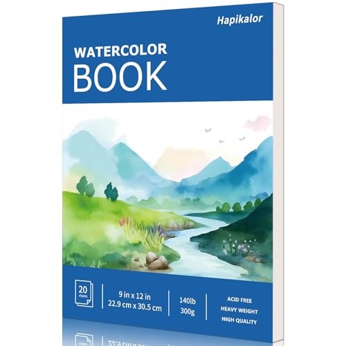Watercolor Paper Pad, 9"x12" 140lb/300gsm Artist Drawing Sketch Book, Paper Pad, Art Journal, Arts and Crafts Supplies for Adults Kids, Paint Set, Colors, Canvas Painting, Watercolors, Blue