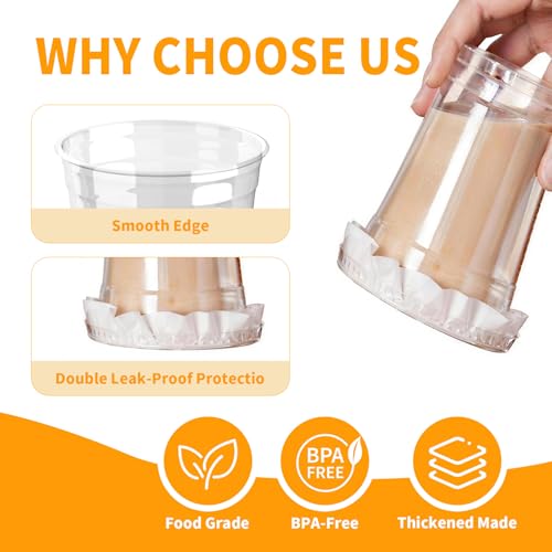 100 Pack 20 oz Clear Ice Coffee Cups with Lids and Straws | Leak-Proof disposable cups with lids and straws for ice coffee, smoothies, milkshakes and dirty soda bar supplies - view 5