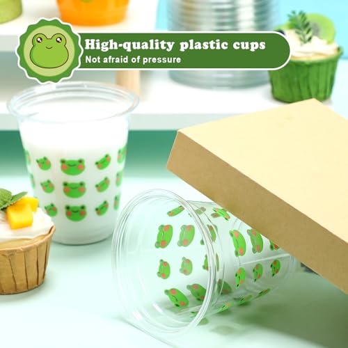 50 Pcs Frog Birthday Decorations Frog Snack Cups 12 oz Plastic Cups Cute Green Tumbler for Baby Shower Birthday Party Supplies - view 4