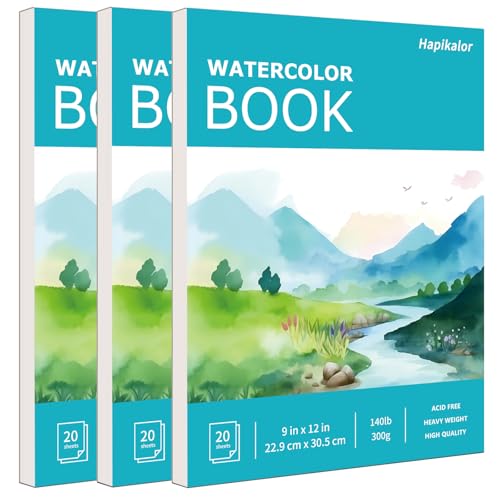 Watercolor Paper Pad, 9"x12" 140lb/300gsm Artist Drawing Sketch Book, Paper Pad, Art Journal, Arts and Crafts Supplies for Adults Kids, Paint Set, Colors, Canvas Painting, Watercolors, Blue - view 8