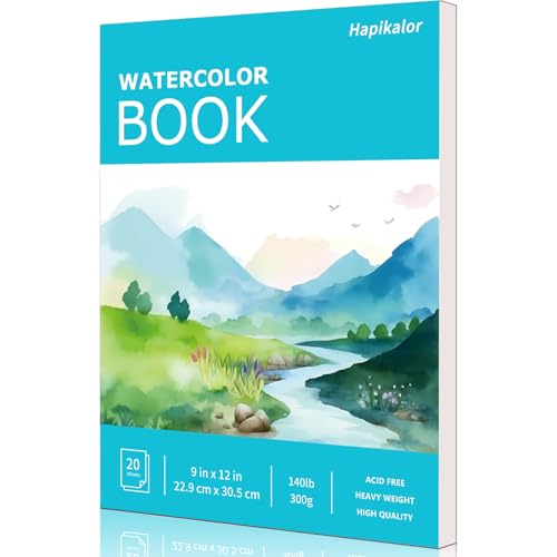 Watercolor Paper Pad, 9"x12" 140lb/300gsm Artist Drawing Sketch Book, Paper Pad, Art Journal, Arts and Crafts Supplies for Adults Kids, Paint Set, Colors, Canvas Painting, Watercolors, Blue - view 2