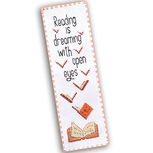 Book Lover Counted Cross Stitch Bookmark Kit, Reading Gift