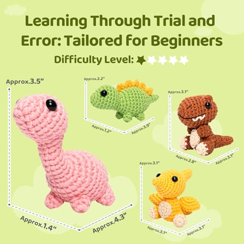 Crochet Kit for Beginners, 4 Pack Dinosaur Set Craft Set - view 5