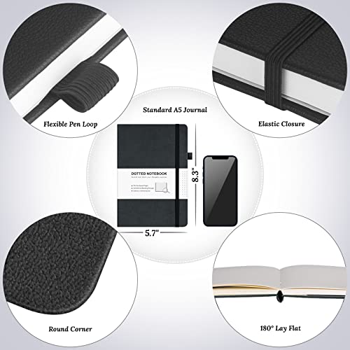 Hardcover Leather Dotted Journal Notebook, 120GSM Thick Paper,Numbered Page - view 2