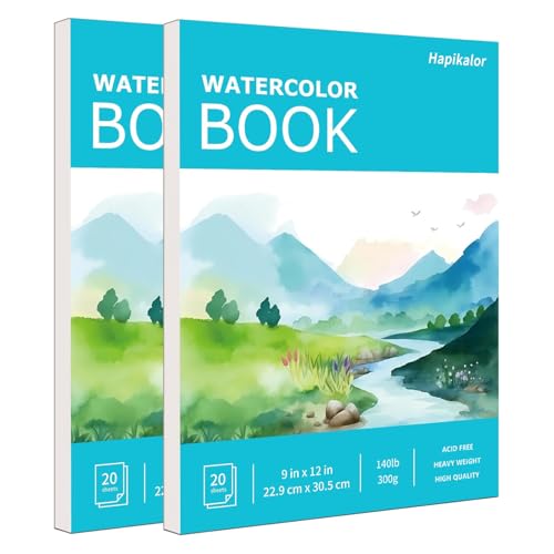 Watercolor Paper Pad, 9"x12" 140lb/300gsm Artist Drawing Sketch Book, Paper Pad, Art Journal, Arts and Crafts Supplies for Adults Kids, Paint Set, Colors, Canvas Painting, Watercolors, Blue - view 4