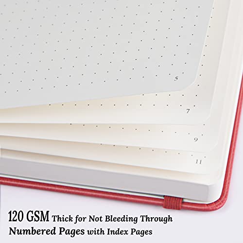Hardcover Leather Dotted Journal Notebook, 120GSM Thick Paper,Numbered Page - view 3