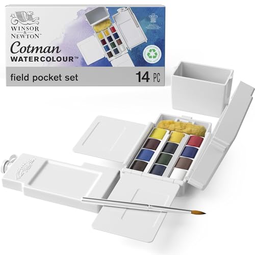 Cotman Watercolor Paint Set, 12 Half Pan Field Pocket Set