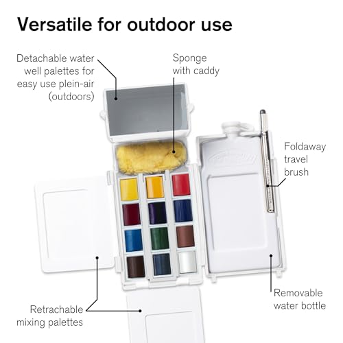 Cotman Watercolor Paint Set, 12 Half Pan Field Pocket Set - view 6