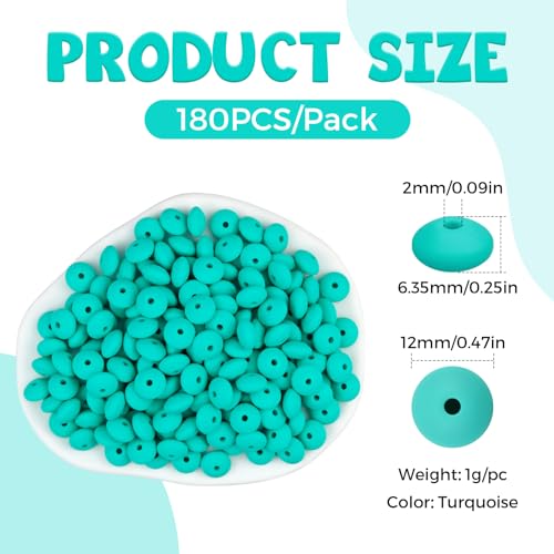 180PCS Silicone Lentil Beads,12mm Spacer Beads - view 2