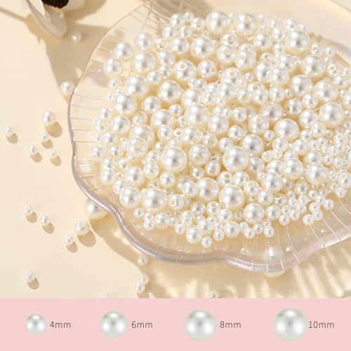 3000Pcs White Pearl Beads for Jewelry Making Pearls for Crafting with Holes - view 2