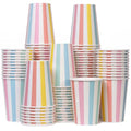 12 fl oz Disposable Paper Cups, Pastel Rainbow Parade Gingham Design, Leak-Resistant for Hot & Cold Beverages, Bulk 100-Pack for Parties, Restaurants & Offices