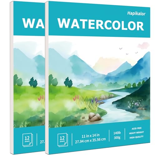 Watercolor Paper Pad, 9"x12" 140lb/300gsm Artist Drawing Sketch Book, Paper Pad, Art Journal, Arts and Crafts Supplies for Adults Kids, Paint Set, Colors, Canvas Painting, Watercolors, Blue - view 5