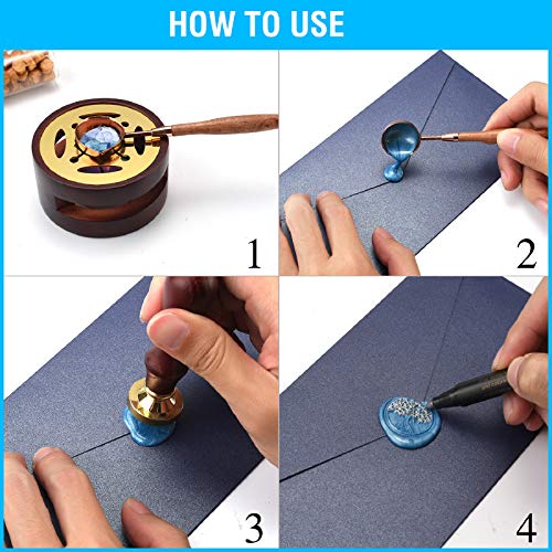Wax Seal Stamp Kit - 24 Colors, 624 Pcs Stamp Beads, Sealing Wax Warmer, Metallic Pen & Envelope, Gift & Decoration Set - view 3