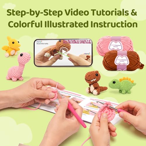 Crochet Kit for Beginners, 4 Pack Dinosaur Set Craft Set - view 2