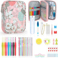 Crochet Hooks Set with Case, 73-Piece Crochet Hooks Kit Knitting Accessories Ergonomic Aluminum Alloy Crochet Hook Colorful Crochet Needles for Making Socks, Gloves, Bag, Hat, Sweaters