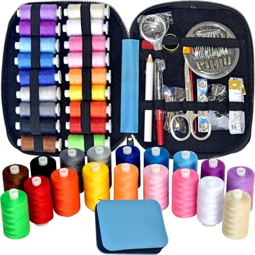 Sewing Kit with Case Portable Sewing Supplies for Home Traveler, Adults, Beginner, Emergency, Contains 18 Sewing Thread, Scissors, Needles, Measure etc (Pink) - view 5