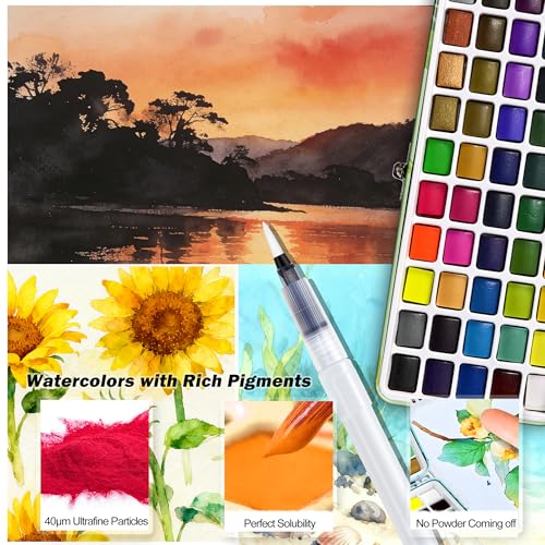 50 Colors Watercolor Paint Set, Portable Art Supplies Palette Kit - view 6