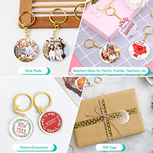 Blank Keychain Set, 120pcs Including Acrylic Discs, Tassels, Gold Keychains and Jump Rings for DIY Craft Kit - view 2
