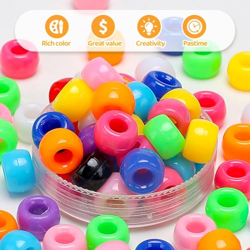 Pony Beads 4500+ Multicolor 6x9mm Plastic Kandi Bead Bulk for Bracelets - view 6