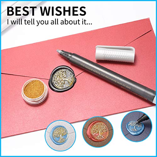Wax Seal Stamp Kit - 24 Colors, 624 Pcs Stamp Beads, Sealing Wax Warmer, Metallic Pen & Envelope, Gift & Decoration Set - view 5