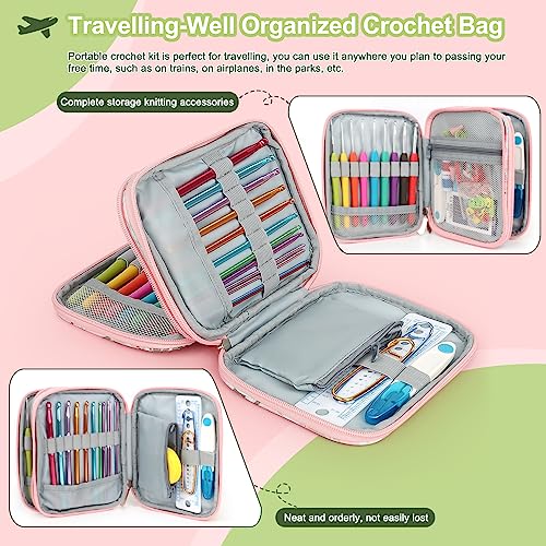 Crochet Hooks Set with Case, 73-Piece Crochet Hooks Kit Knitting Accessories Ergonomic Aluminum Alloy Crochet Hook Colorful Crochet Needles for Making Socks, Gloves, Bag, Hat, Sweaters - view 4