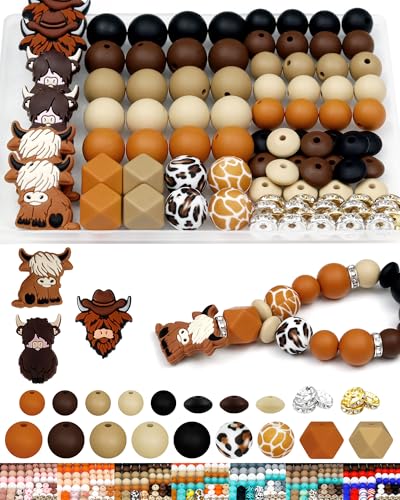 112PCS Cow Silicone Beads Kit, Black Green - view 7