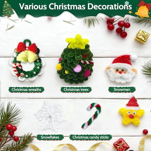Christmas Pipe Cleaners, Green and Red, Rose Pipe Cleaner Flowers, 600 PCS - view 3