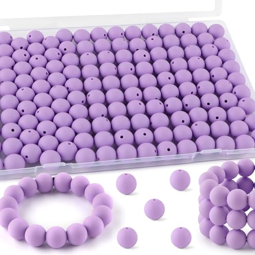 145PCS 15mm Silicone Beads for Keychain Making（Light Purple）