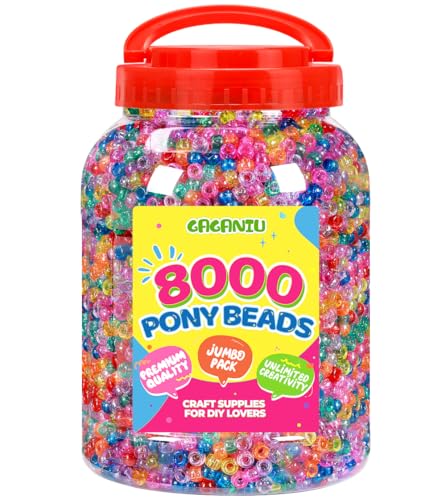 Pony Beads 4500+ Multicolor 6x9mm Plastic Kandi Bead Bulk for Bracelets