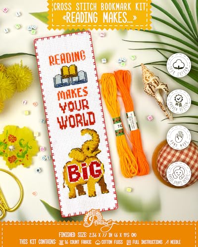 Book Lover Counted Cross Stitch Bookmark Kit, Reading Gift - view 7