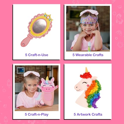 20 Award-Winning Princess & Unicorn Crafts for Kids Ages 3-10 Years, All-Inclusive Toddler Arts and Craft Kits for Kids, Fun Toddler Craft Box for Girls in Preschool - view 5
