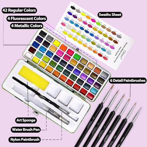 50 Colors Watercolor Paint Set, Portable Art Supplies Palette Kit - view 4