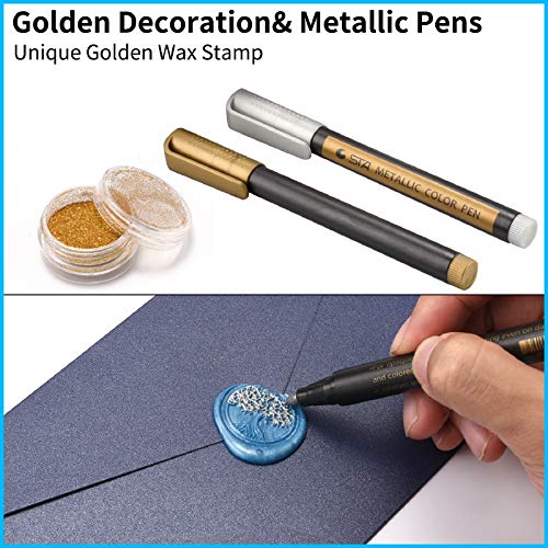Wax Seal Stamp Kit - 24 Colors, 624 Pcs Stamp Beads, Sealing Wax Warmer, Metallic Pen & Envelope, Gift & Decoration Set - view 4