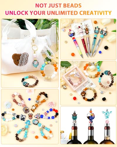 112PCS Cow Silicone Beads Kit, Black Green - view 6