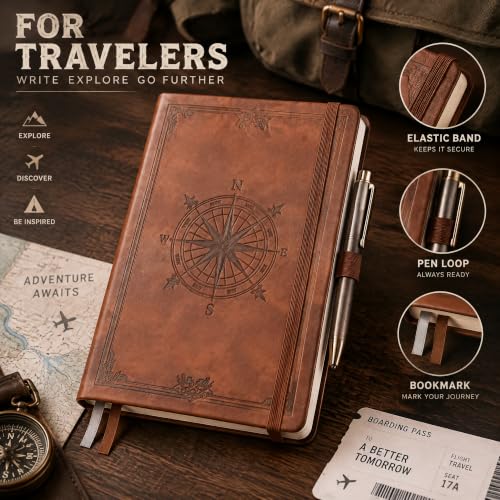 Lined Journal Notebook, 192 Numbered Pages, A5 Size (5.7'' x 8.3'') - view 4