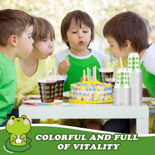50 Pcs Frog Birthday Decorations Frog Snack Cups 12 oz Plastic Cups Cute Green Tumbler for Baby Shower Birthday Party Supplies - view 6