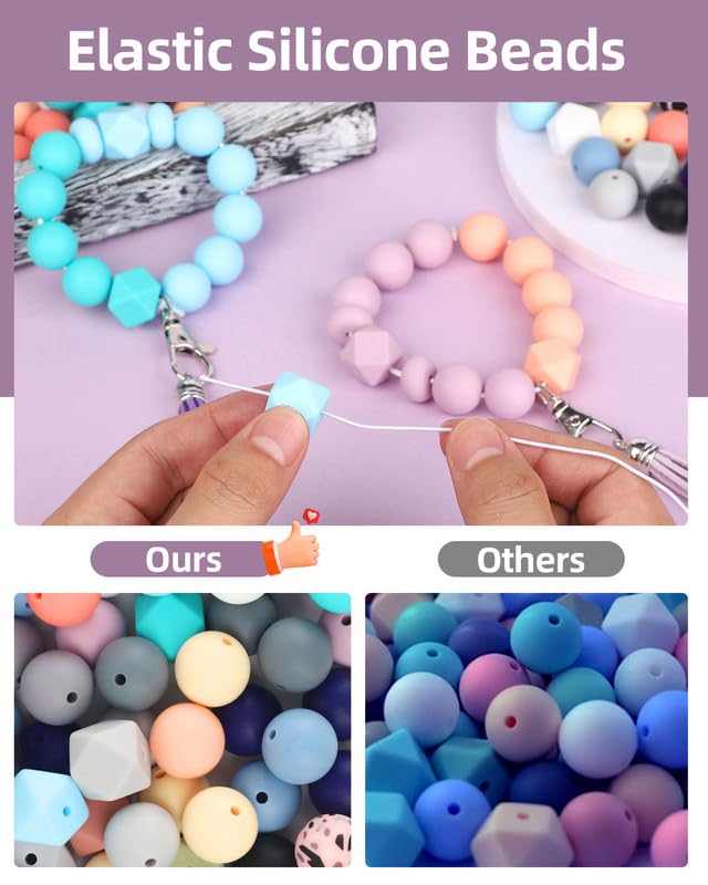 248Pcs Silicone Beads for Keychain Making Kit,15mm Silicone Beads - view 4