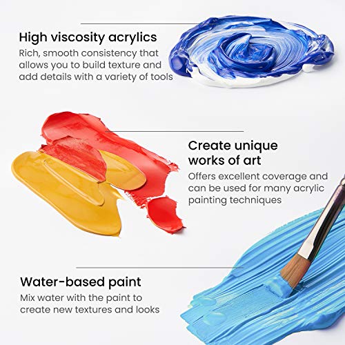 Acrylic Paint Set, 24 Colors, 22 ml / 0.74 oz Tubes, High-Viscosity - view 5