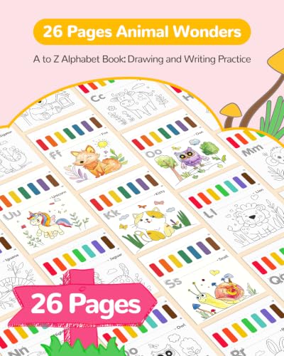 Paint with Water Coloring Books for Toddlers, A to Z 26 Pages Animal Watercolor Paint Set with 3 Brushes, Mess Free Painting Activity for Kids Ages 4 5 6 7 8, Christmas Gifts Arts & Crafts Toy - view 2