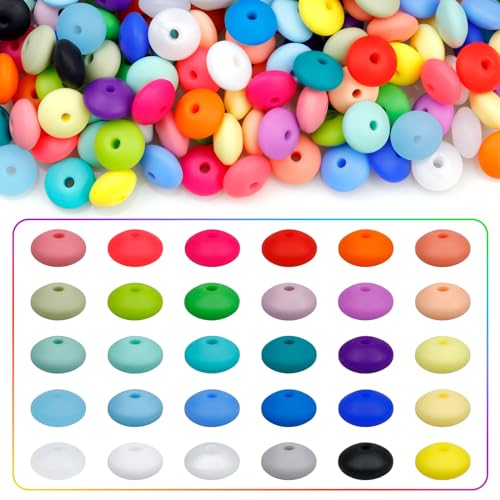 180PCS Silicone Lentil Beads,12mm Spacer Beads - view 4