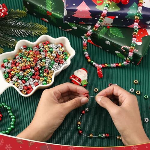 1200Pcs Christmas Color Pony Beads Bulk for Jewelry Making Bracelets - view 5