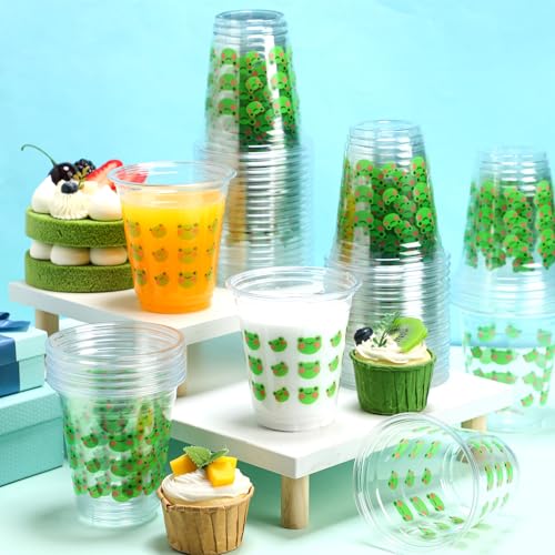 50 Pcs Frog Birthday Decorations Frog Snack Cups 12 oz Plastic Cups Cute Green Tumbler for Baby Shower Birthday Party Supplies - view 5